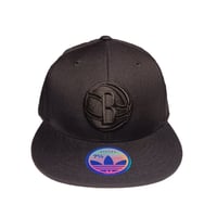Image 3 of Adidas Brooklyn Nets Hat Cap Mens Fitted 7-5/8 Black NBA Blackout 100% Wool