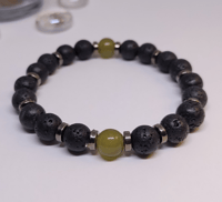 Image 2 of August Peridot Bracelet - Crystal & Lava
