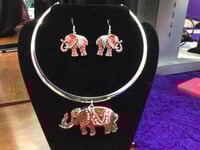 Image 2 of The Red Rhinestone Elephant Necklace Set