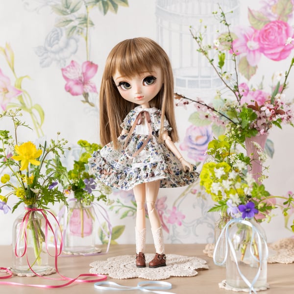 Image of Robe "Poppy" cannelle bleu - Pullip