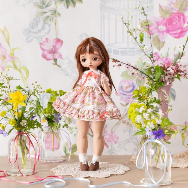 Image of "Poppy" dress strawberry - Teacup Marionette