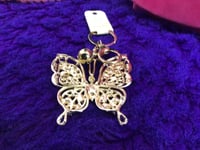 Image 2 of Pink Rhinestone Butterfly Key Chain