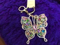 Image 3 of Pink Rhinestone Butterfly Key Chain