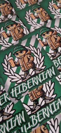 Image 2 of Pack of 25 7x7cm Hibs, Hibernian Beer Football/Ultras Stickers.