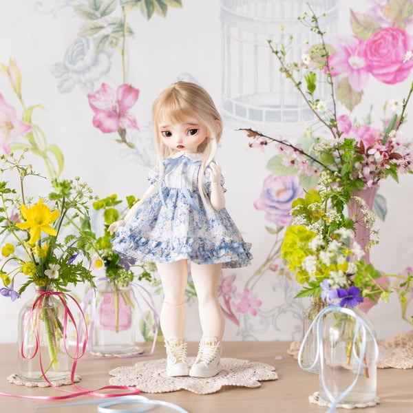 Image of "Poppy" dress myosotis - Teacup Marionette