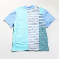 Image 2 of snails blue courtneycourtney adult size m/l medium large vneck short sleeve tee tshirt top