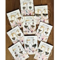Image 1 of Hoop Fossilized Shark Tooth Earrings | Fossilized Shark Tooth and Pearl Hoops