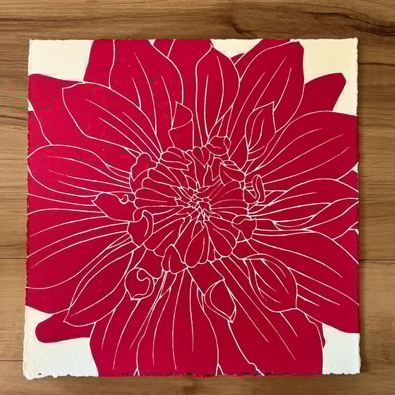 Image of Dahlia (in magenta on cream paper)