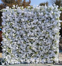 5D White Rose & Foliage Flower Wall