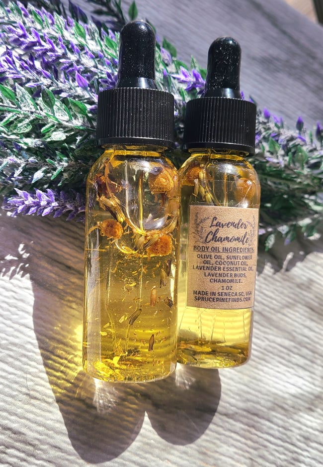 Lavender Chamomile Botanical Body Oil 1oz Bottle