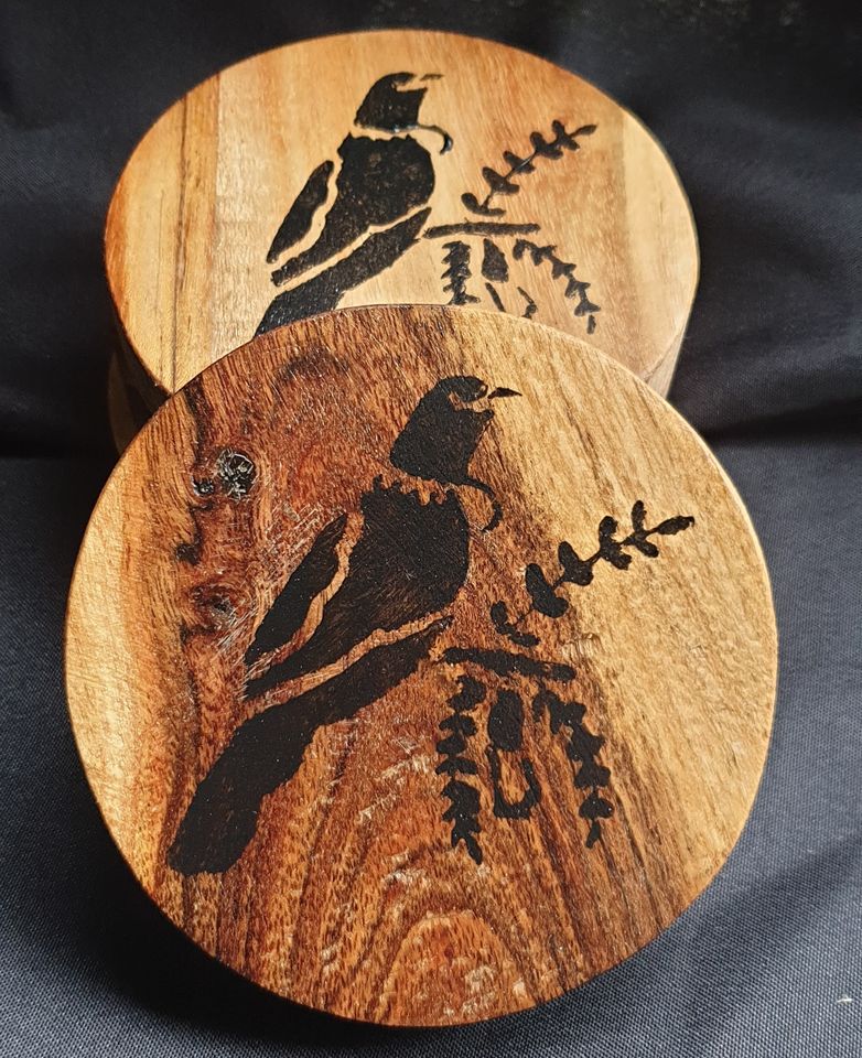 Image of Hand painted acacia coasters (assorted designs) 