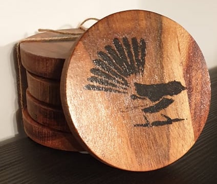 Image of Hand painted acacia coasters (assorted designs) 