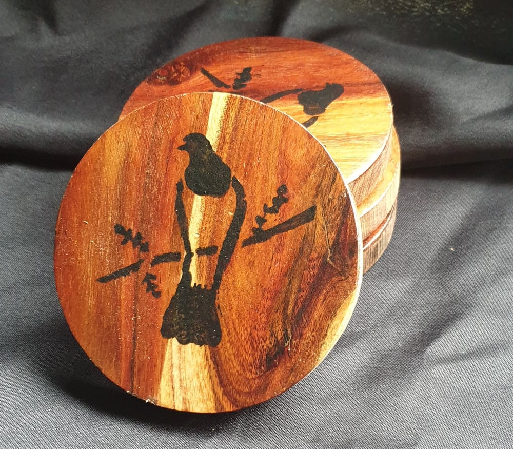 Image of Hand painted acacia coasters (assorted designs) 