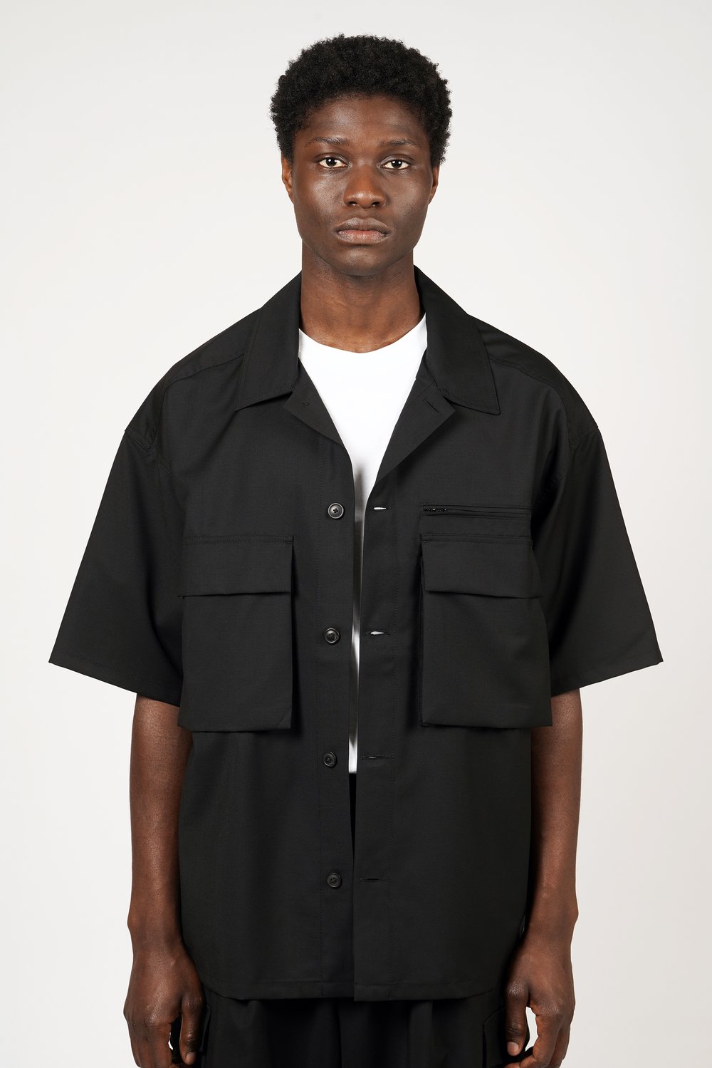 Image of Black Wool / Mohair Utility Shirt