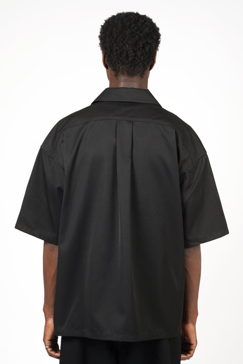 Image of Black Cotton Gabardine Utility Shirt