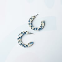 Image 1 of *NEW* Sky Checker Slim Midi Hoop Earrings