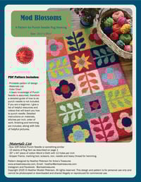 Image 1 of Mod Blossoms Punch Needle Rug PDF Pattern