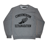 "Consumerism" Gray Varsity Crewneck