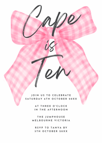 Image 1 of Pink Bow Birthday Invitation
