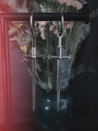 Image 1 of Large Sword Hoop Earrings
