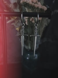 Image 1 of Medium Sword Hoop Earrings 