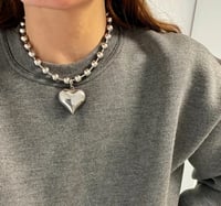 Image 2 of Silver Heart Bead Necklace 