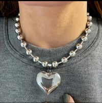 Image 1 of Silver Heart Bead Necklace 