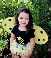 Image 1 of Bumblebee Tutu Leotard or Bodysuit Baby Toddler Birthday Halloween Set Wings and Headband