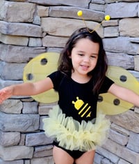 Image 2 of Bumblebee Tutu Leotard or Bodysuit Baby Toddler Birthday Halloween Set Wings and Headband