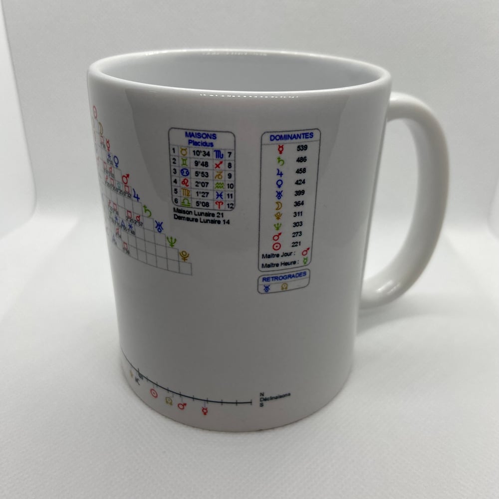 L’ASTRO-MUG : MUG EN CÉRAMIQUE BLANCHE AVEC VOTRE THÈME ASTRAL PERSONNALISÉ