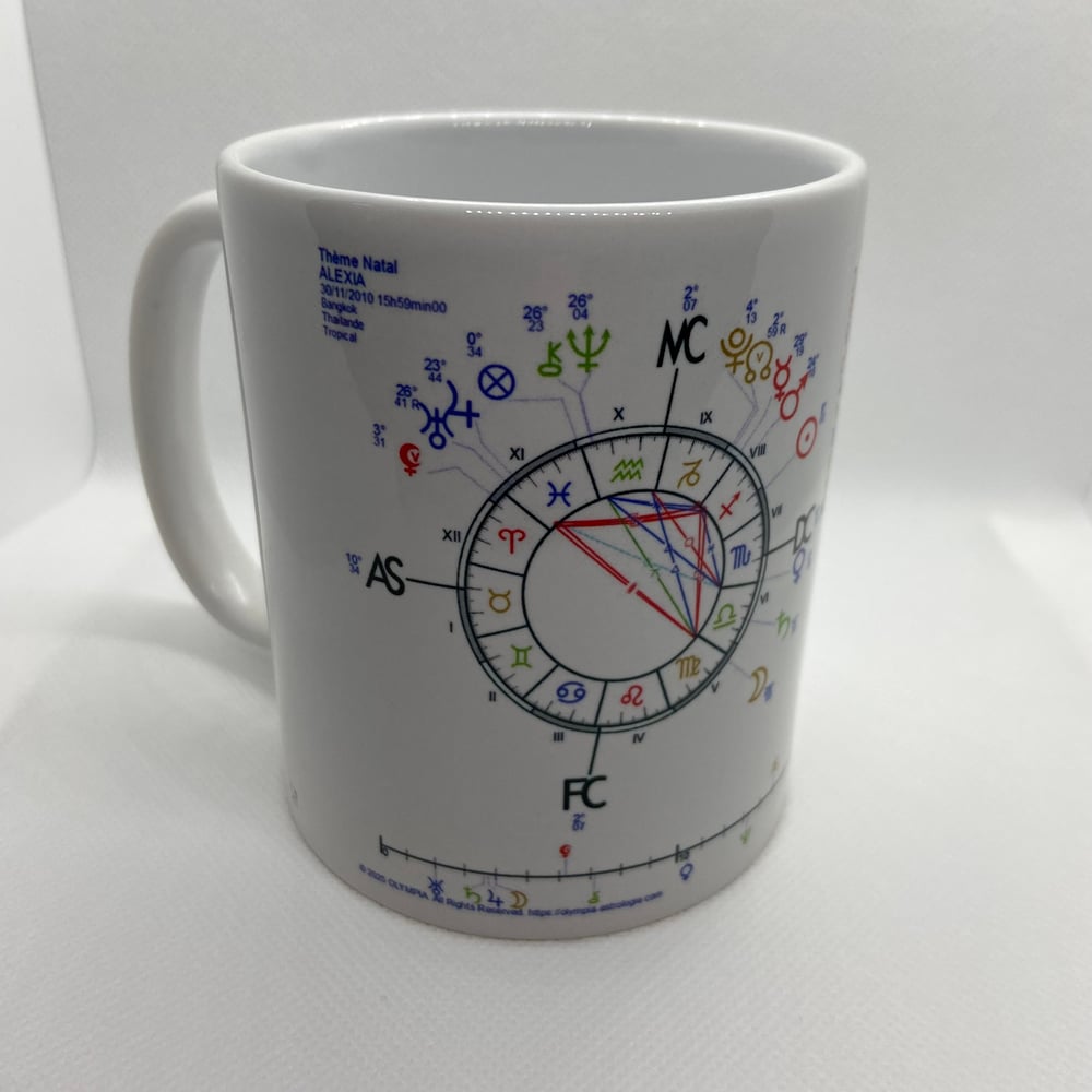 3 ASTRO-MUGS : 3 MUGS EN CÉRAMIQUE BLANCHE AVEC VOS THÈMES DE NAISSANCE PERSONNALISÉS