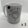 3 ASTRO-MUGS : 3 MUGS EN CÉRAMIQUE BLANCHE AVEC VOS THÈMES DE NAISSANCE PERSONNALISÉS 