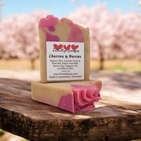 Cherry and Berry Goat Milk & Tallow Soap Bar, Homemade Organic Oil, Artisan Handmade Cold Process