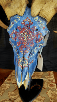 Image 2 of Hand Painted Aoudad Sheep Skull. SHIPPING NOT AVAILABLE. 