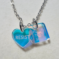 Image 1 of Iridescent Charm Necklace – RESIST & F* THIS SH*T**