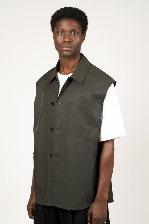 Image of Grey Nylon Utility Sleeveless Shirt