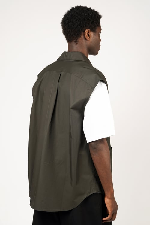 Image of Grey Nylon Utility Sleeveless Shirt