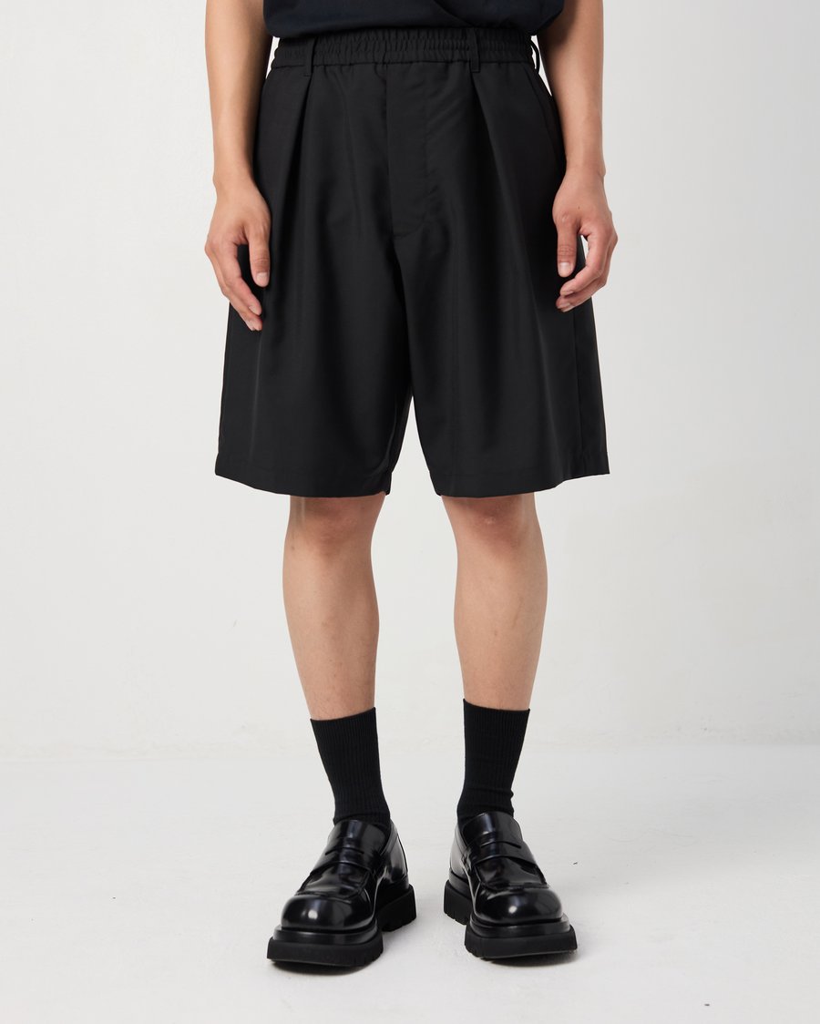 Image of Black Wool / Mohair Track Shorts