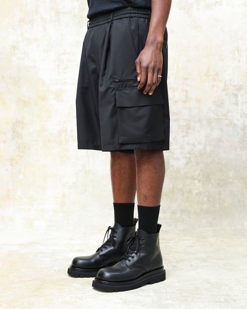 Image of Black Wool / Mohair Cargo Shorts