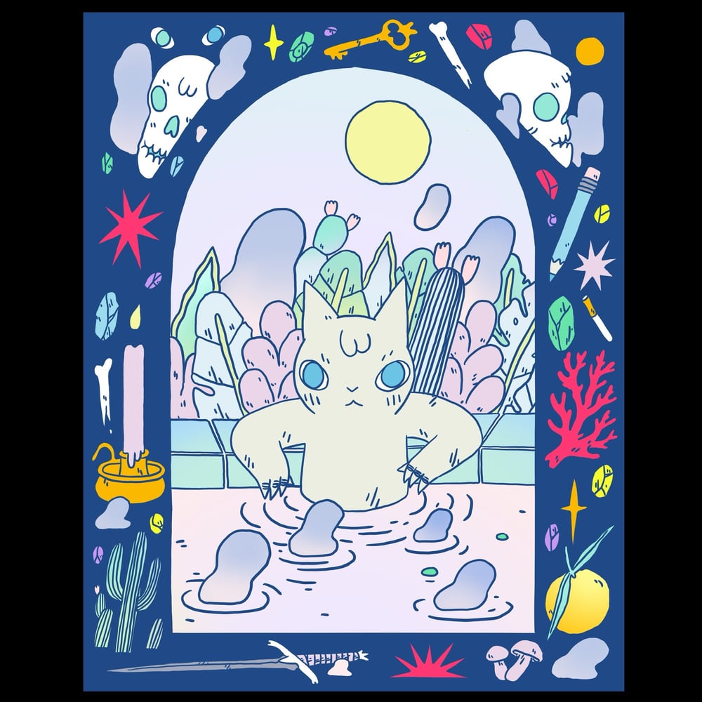 Image of Cat in Water Poster