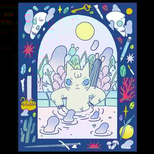 Image of Cat in Water Poster