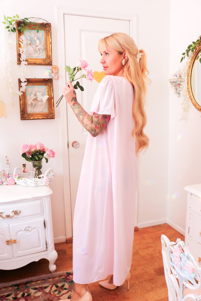 Image of Miss Elaine Pastel Princess Pink Nightgown with Floral Embroidery (Large)