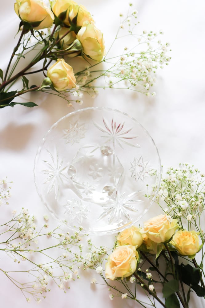 Image of Vintage Anchor Hocking Three Footed Pressed Glass Candy Dish