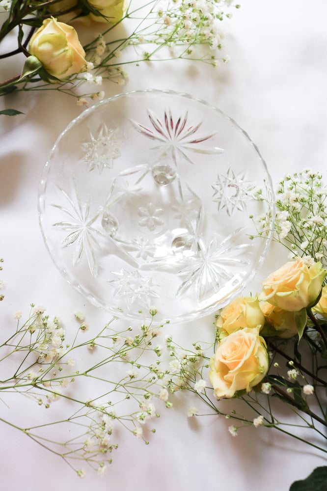 Image of Vintage Anchor Hocking Three Footed Pressed Glass Candy Dish