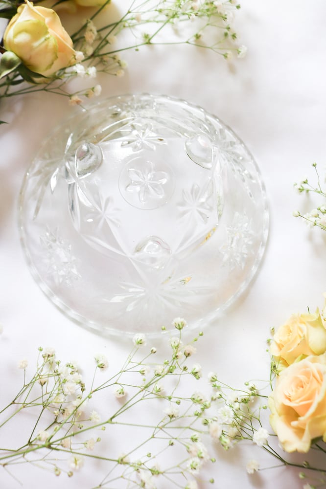 Image of Vintage Anchor Hocking Three Footed Pressed Glass Candy Dish