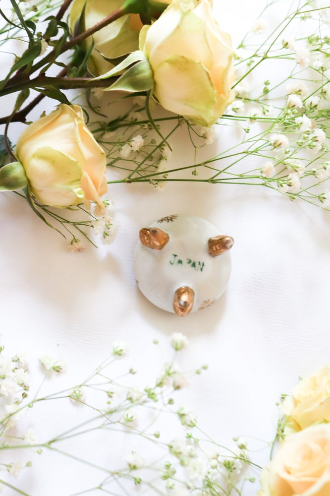 Image of Vintage Small Porcelain Floral Trinket Dish from Japan