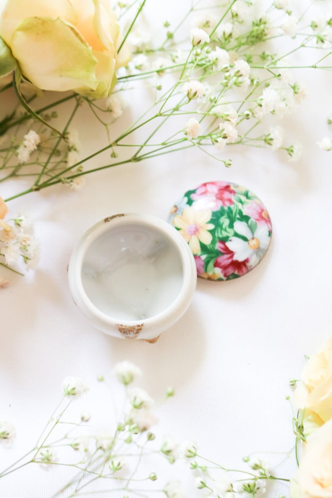 Image of Vintage Small Porcelain Floral Trinket Dish from Japan
