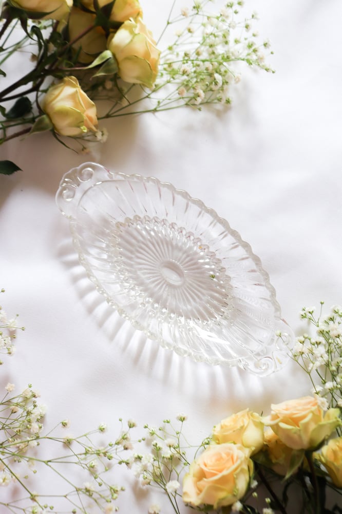 Image of Vintage Pressed Glass Olive/Relish Dish
