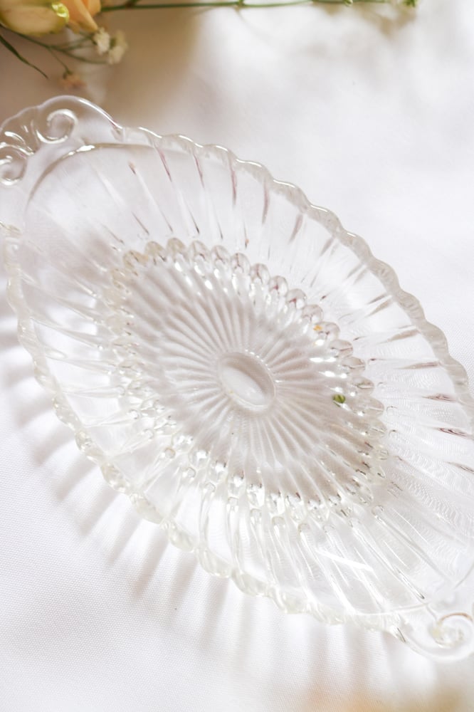 Image of Vintage Pressed Glass Olive/Relish Dish