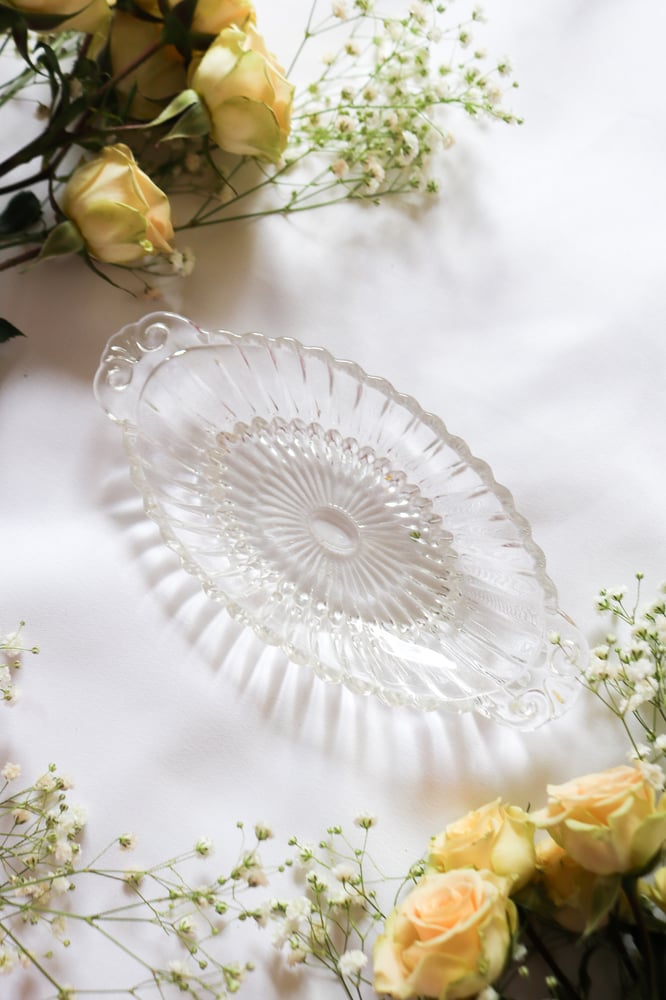 Image of Vintage Pressed Glass Olive/Relish Dish